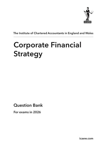 Corporate financial strategy - corporate,